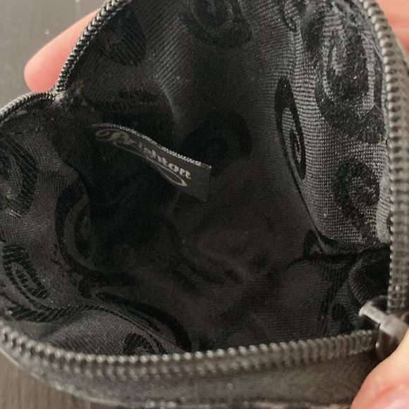 Brighton Change Purse Black Pebbled Leather Brown Croc Embossed Excellent - Picture 4 of 4